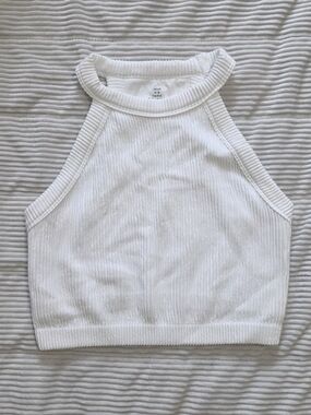 aerie White Ribbed Waistband Cozy Pullover